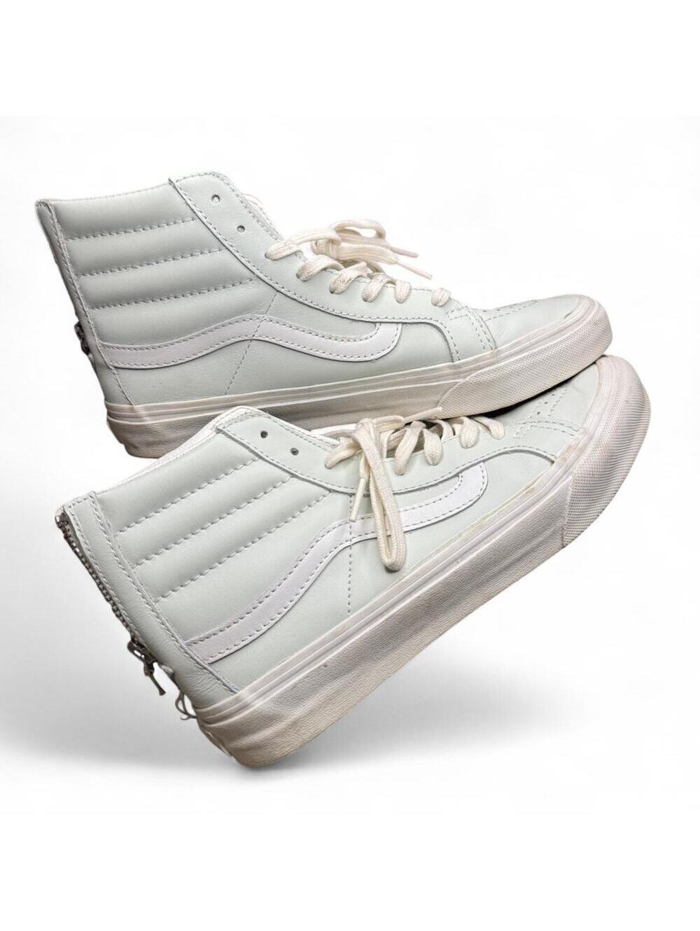 Vans Zephyr Blue Leather Sk8-Hi Slim Zip Skateboarding Shoes Mens 5 Womens 6.5